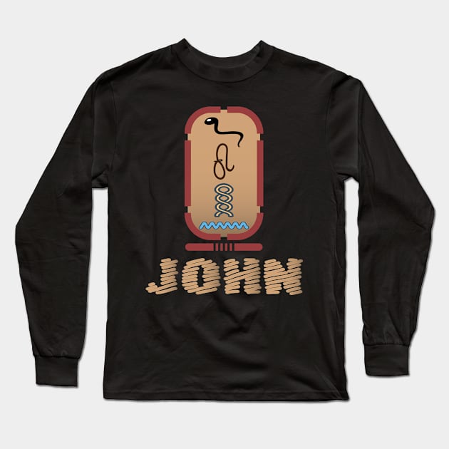 JOHN-American names in hieroglyphic letters-JOHN, name in a Pharaonic Khartouch-Hieroglyphic pharaonic names Long Sleeve T-Shirt by egygraphics